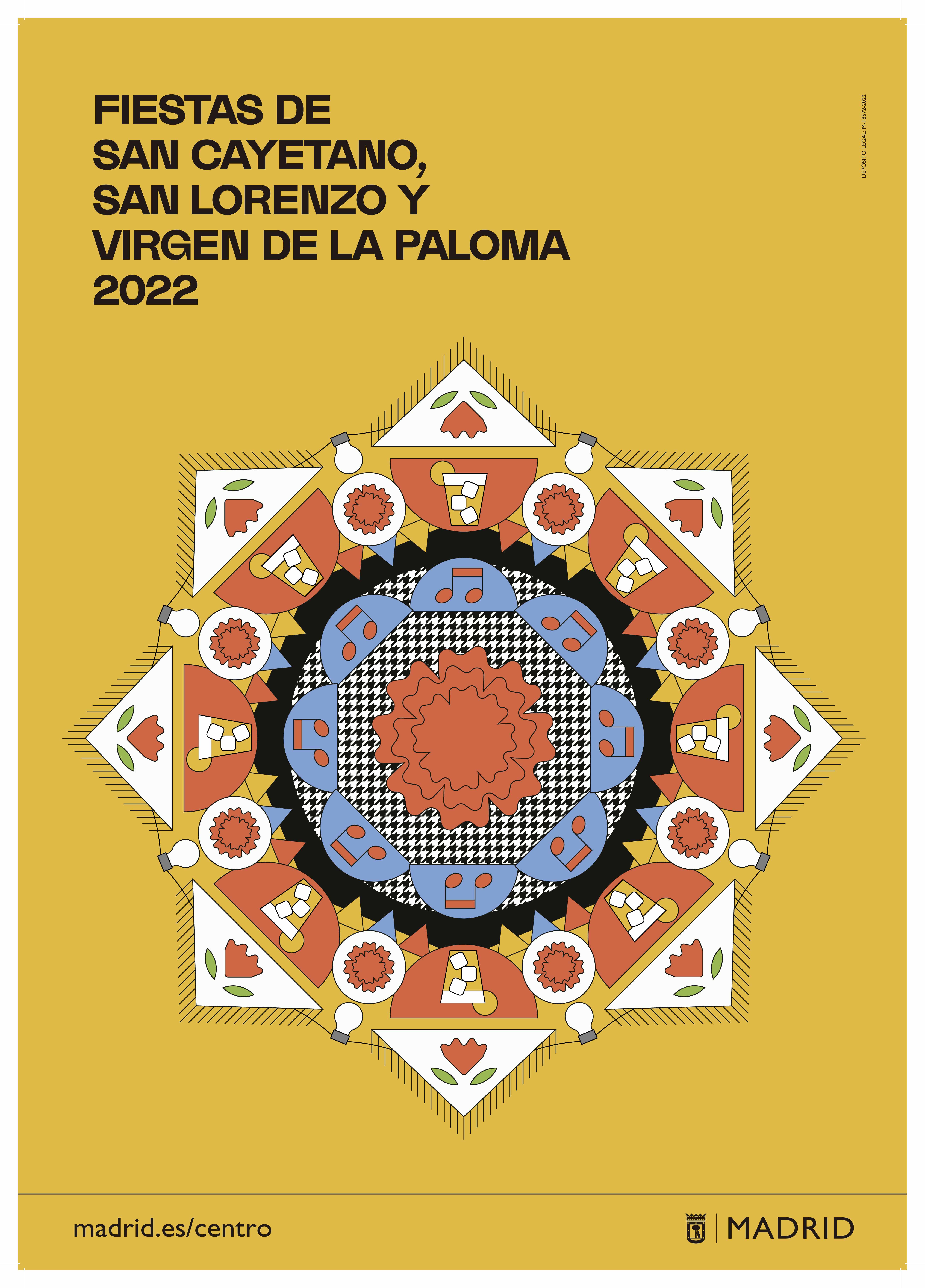 Cartel de Fiestas de San Cayetano, San Lorenzo y Virgen de la Paloma 2022 (naranja)